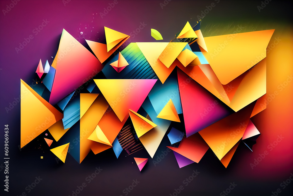 Poster Abstract colorful background with geometric shapes. Generative AI