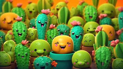Happy Cactus Wallpaper