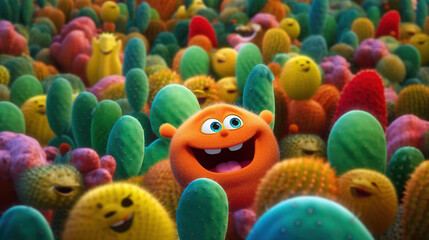 Fototapeta na wymiar Happy Cactus Wallpaper