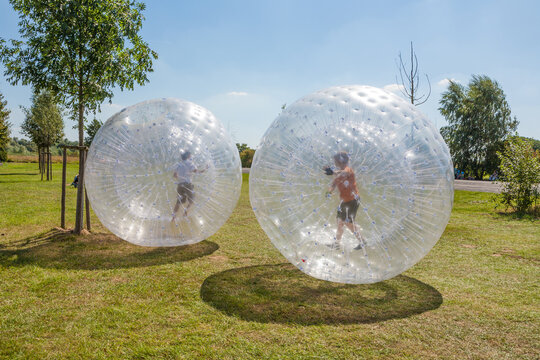 children have fun in the Zorbing Ball