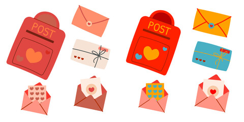 Love letter vector. Mailbox vector. Love letter in mailbox. Vector stock of a mail box with a love letter inside.