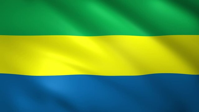 Gabon flag waving in the wind