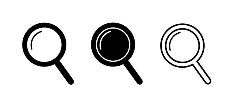 Magnifying glass isolated on white. Magnifier or loupe sign isolated on transparent background, Search symbol. Vector illustration. Magnifying glass icon in line style and flat.