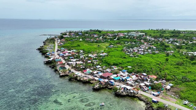 Aerial shot of the small Olango Island just off the coast of Cebu City Philippines.