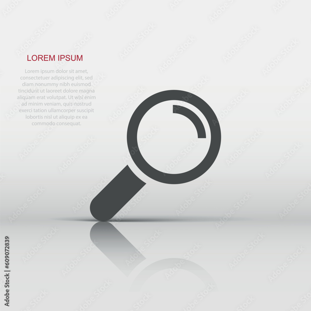 Wall mural loupe sign icon in flat style. magnifier vector illustration on white isolated background. search bu