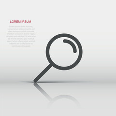 Loupe sign icon in flat style. Magnifier vector illustration on white isolated background. Search business concept.