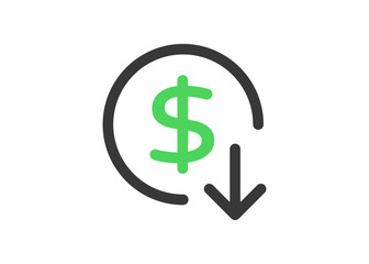 Reduce costs line icon. Clipart image isolated on white background