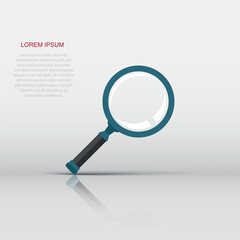 Loupe sign icon in flat style. Magnifier vector illustration on white isolated background. Search business concept.