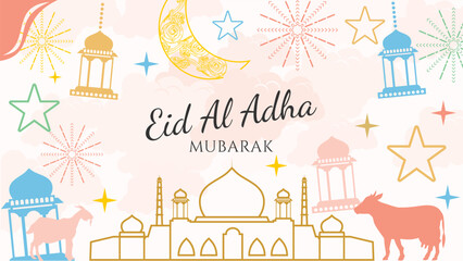 Fototapeta premium eid al adha mubarak background vector flat design