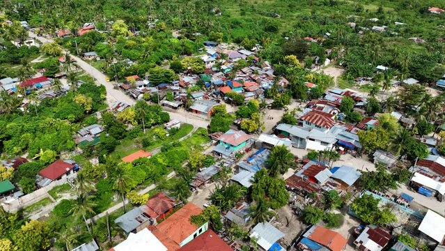 Aerial shot of the small Olango Island just off the coast of Cebu City Philippines.