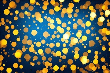 Abstract Dark Blue Background Golden Lights, Christmas Golden Lights Shining, Bokeh on Navy Blue Background, Wallpaper