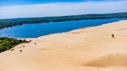 Breathtaking aerial view of Silver Lake Sand Dunes -  Michigan - one of the top favorites in the...