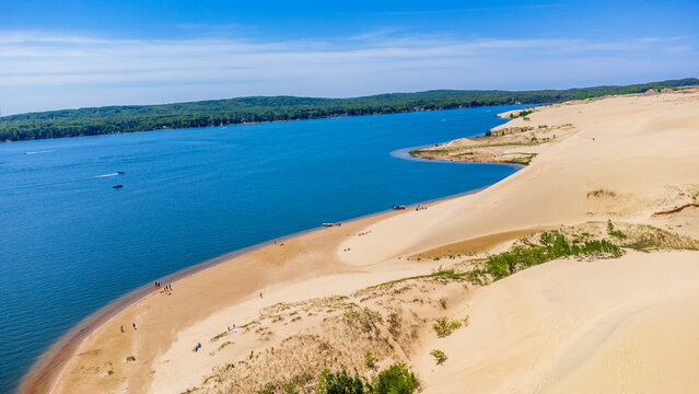 Breathtaking aerial view of Silver Lake Sand Dunes -  Michigan - one of the top favorites in the USA.