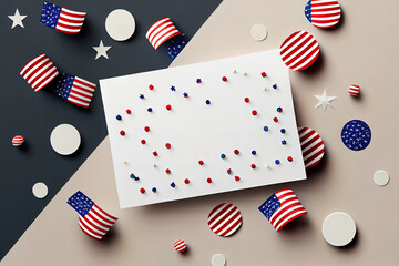 Obraz premium Happy 4th of july sign between stars, Decor and sigh plate for independence day. Generative Ai