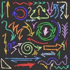 Set of Colored Grunge Arrows