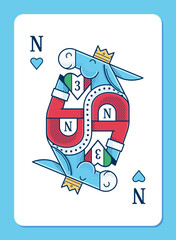 poker card king donkey naples mascot with heart