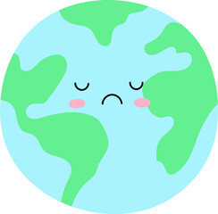 Cute earth characters with emotions, save planet concept.
