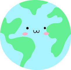 Cute earth characters with emotions, save planet concept.