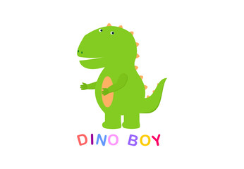 Cute character of green dinosaur for children