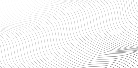 Abstract black wave thin curved lines pattern on white background and texture. Modern stylish. Design linear texture for print, vector illustration. Abstract seamless pattern with lines background.	