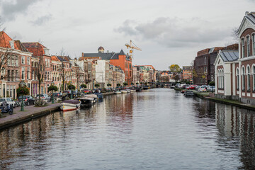 Fototapeta na wymiar Landscape of the city of Leiden, Netherlands