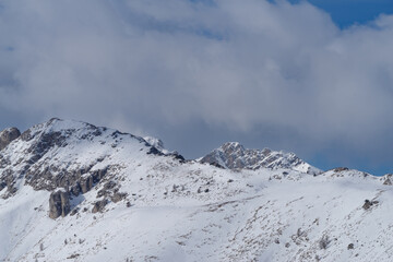 Ligurian Alps mountain range in winter, Piedmont region, northwestern Italy