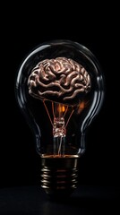A brain inside a lightbulb , ai, ai generative, illustration