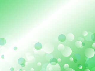 淡いグラデーション空間に浮かぶ水玉模様が綺麗なアブストラクト背景素材_緑色