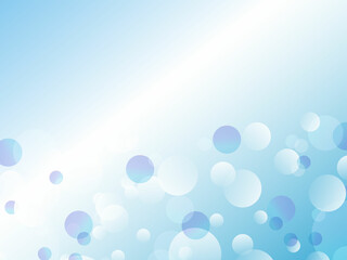 淡いグラデーション空間に浮かぶ水玉模様が綺麗なアブストラクト背景素材_水色