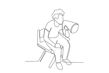 A passionate director starts shooting. Director one-line drawing