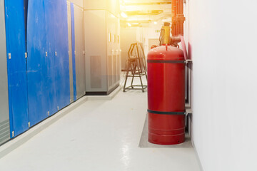 Fototapeta Fire Protection tank In Electrical room. Fire Protection System. obraz