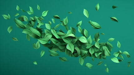A green leafy background with a blue background.generative ai