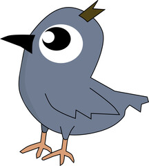 Cute blue bird cartoon. Doodle style. Vector illustration.