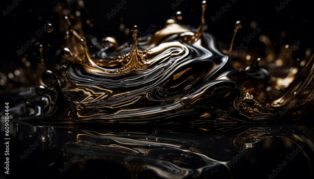 Poster smooth water surface reflects vibrant multi colored wave pattern generated by ai