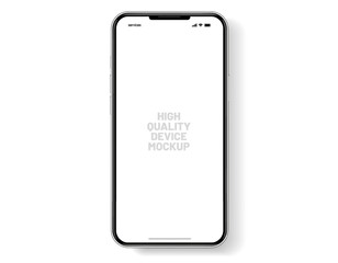 3D realistic high quality smartphone mockup with isolated background. Smart phone mockup collection. Device front view. 3D mobile phone with shadow on white background.