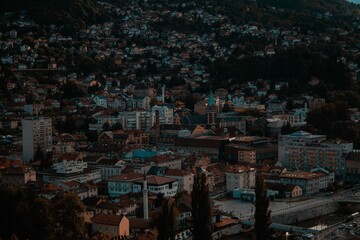 Cityscape of Sarajevo city Capital of Bosnia and Herzegovina with traditional buildings and houses