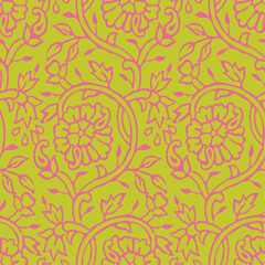 Fototapeta premium INDIAN FLORAL BLOCK PRINT SEAMLESS PATTERN VECTOR ILLUSTRATION
