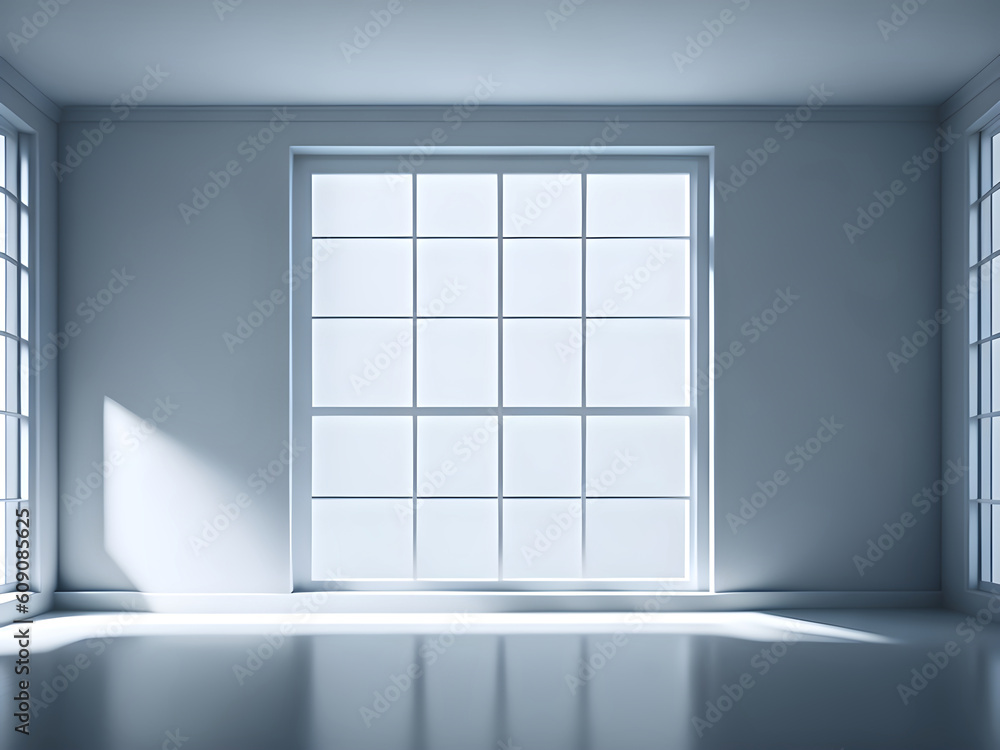 Poster white studio background with empty 3d room, generative ai