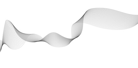 Abstract grey smooth element wavy modern curve lines on transparent background. Digital frequency track equalizer. Abstract frequency sound wave lines, twisted curve lines and technology background.