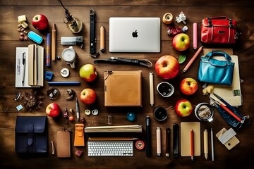 back to schoool on the chic desk flat lay professional photography ai generated