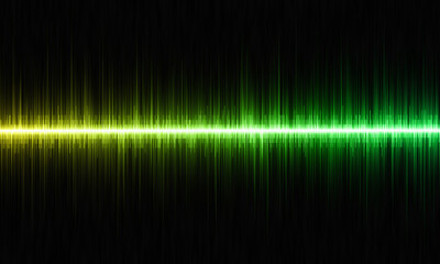 green abstract sound waves on a black background.