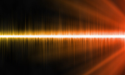 Sound waves oscillating with a fiery glow of light in a haze,