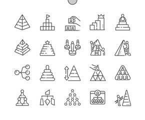 Fototapeta na wymiar Hierarchy. Corporate organisation. Teamwork, relations, process. Pixel Perfect Vector Thin Line Icons. Simple Minimal Pictogram
