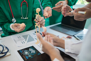 concept of mobilizing ability of medical team in conference room to diagnose and treat disease...