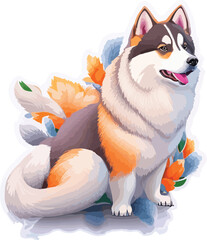 beautiful siberian husky dog sticker cartoon vector illustration