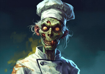 male zombie chef cook . Generative AI