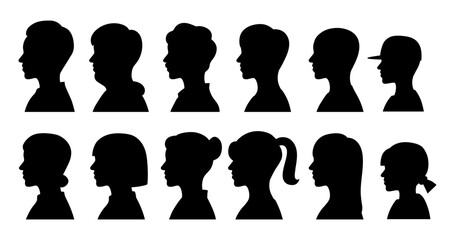 横顔のシルエットのアイコンセット