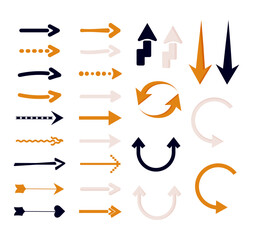 Arrows collection. Modern flat simple arrows isolated. Vector illustration.