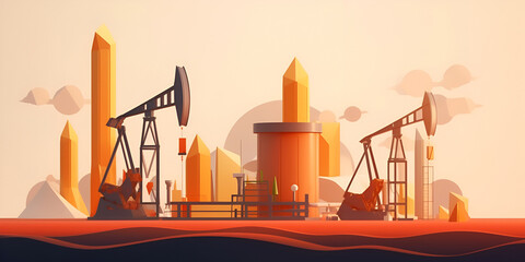 Creative illustration of oil production concept. AI generated
