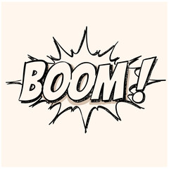 Text Boom doodle with background cream
